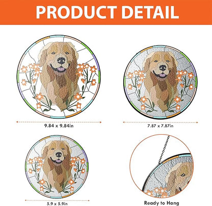 NAZENTI Custom Pet Portrait Stained Glass Suncatcher, Personalized Dog Photo Memorial Ornament Window Hanging, Remembrance Sympathy Gift for Loss of Fur, Bereavement Keepsake, Home Decor