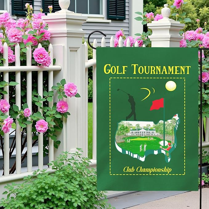 Golf Tournament Garden Flag Club Championship Outdoor Yard Golf Lover Sports Flag Golf Course Putting Green Golfer Theme Front House Banner Lawn Porch Patio Man Cave Home Decor 12x18 Inch