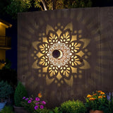 2 Pack Solar Fence Lights Metal Solar Powered Outdoor Wall Deck Step Lights Mandala Theme Waterproof Fence Light for Garden Post Patio Backyard Yard Decor, Gardening Gifts for Women Mom Grandma