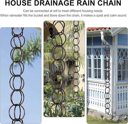 Rain Water Chain Rain Chain Japanese Decor 1M Length Drainage Rain Chain Copper Rain Chains Villa Decoration Rain Chain Divert Water Functional and Decorative Replacement for Gutters