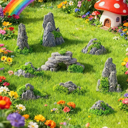 Warmtree 12 Pcs Diorama Rocks Fake Rock Miniature Stone Statue for Diorama Supplies, Micro Train Landscape, Railway Sand Table, Zen Garden Accessories
