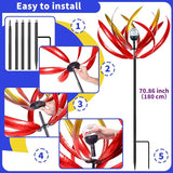 Wind Spinners Outdoor for Yard and Garden - Wind Sculptures & Spinners - 70 Inch Wind Spinner with Solar Powered Multi-Color Glass Ball Light for Yard Garden Backyard Lawn Decorations -Red and Gold