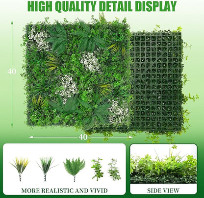 Grooy 20"X20" Artificial Grass Wall, 12PCS Boxwood Panels UV-Protected Faux Grass Backdrop Wall,Greenery Privacy Hedge Screen for Outdoor Garden Patio, Indoor Party Balcony Fence Decor