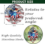 American Flag Wind Spinner 12 Inch - 3D Patriotic Eagle & Christian Cross Outdoor Decor, Stainless Steel Hanging Yard Spinner, Gift for 4th of July, Veterans, Mom, Dad, Home & Garden