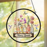 Personalized Mother's Day Suncatcher, Custom Name Birth Month Flowers Mom’s Bunch Window Hanging, Mothers Day Christmas Birthday Gifts for Mom from Daughter Son (Style 01)