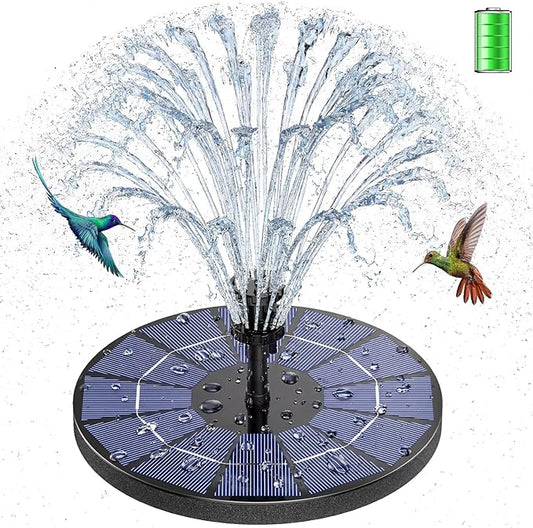 AISITIN 3.5W Solar Fountain Pump Built-in 1500mAh Battery, Bird Bath Fountain with 6 Nozzles, Solar Floating Water Pump for Bird Bath, Fish Tank, Pond, Pool, Garden and Outdoor