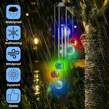 Novabright Solar Moroccan Ball Gifts Solar Color Changing Wind Chimes Outdoor Hanging Decorative Mobile Lights or Garden Yard Patio Window Party Easter Decor