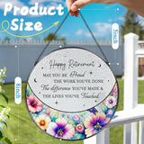 8” Stained Glass Suncatcher Ornament – Floral Retirement Window Hanging Decorations, Retirement Gifts & Retired Gifts for Women, Men, Friends, Coworkers, Teachers - Style C