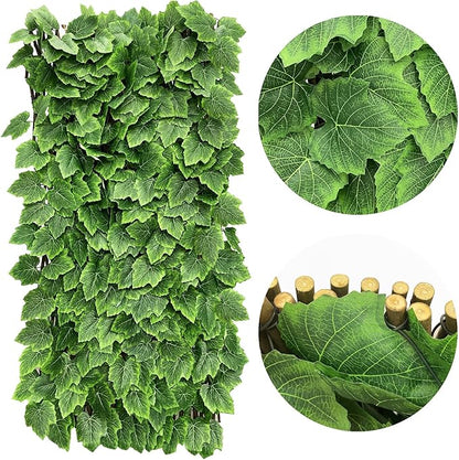 Expandable Faux Ivy Fence Privacy Screen Stretchable Artificial Hedge Single Sided for Balcony Patio Garden (1PC, Grape)…