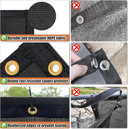 KANAGAWA 6ft x 50ft Privacy Screen Fence, 90% Blockage Heavy Duty 175 GSM Fencing Mesh Net Cover for Outdoor Wall Garden Yard Backyard 80 Cable Zip Ties Included Black