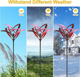 LimeHill Wind Spinner for Garden and Yard - Large Metal Kinetic Wind Sculptures Yard Art Outdoor (Crimson Magnolia)