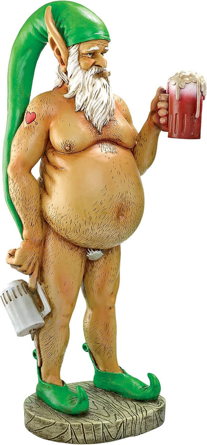 Design Toscano QM14020 Garden Gnome Statue - Otto Fully Krausened Elf Gnome - Naughty Gnomes - Drunk Gnome Statue full color