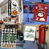 Seasonal Garden Flags Set of 12 Double Sided 28 x 40 Inch Yard Flags, Large House Flags for Outside, Fall Winter Halloween Christmas Outdoor Flags, Holiday Garden Flags for All Seasons