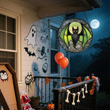 Stained Glass Window Hanging - Halloween Black Bat Green Wings Monster Suncatcher for Doors Garden Home Spooky Sun Catchers Gothic Decor Horror Gift for Women Men Friend Boy Girl 9.8 in