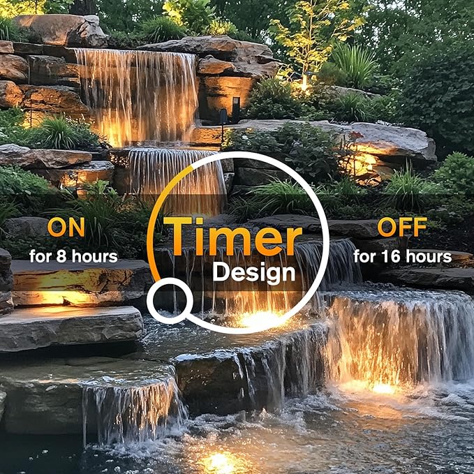 POPOSOAP LED Underwater Pond Lights 6-Head, IP68 Waterproof Pond Lights with 8H Timer Function, 90° Rotatable Design & Gravity Base Fountain Lights for Pond, Fountain, Waterfall, Aquarium, Pool-P64H