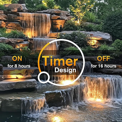 POPOSOAP LED Underwater Pond Lights 6-Head, IP68 Waterproof Pond Lights with 8H Timer Function, 90° Rotatable Design & Gravity Base Fountain Lights for Pond, Fountain, Waterfall, Aquarium, Pool-P64H