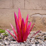 Outdoor Garden Metal Yard Art: Metal Agave Plants Outdoor Decor, Lawn Ornaments for Outside, Large Leaf Enlarge Thickened Artificial Agave Plant, for Outdoor Garden Yard Sculpture Decor (Pink)