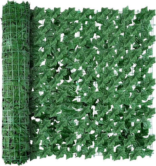 Artificial Ivy Privacy Fence Wall Screen, 39 x 118 in Garden Fake Hanging Plants Vines, Aesthetic Faux Greenery Garland Leaves with Strengthened Joint Prevent Leaves Falling Off for Outdoor Decor