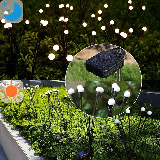ZFNN Solar Garden Lights Outdoor, 8 Pack Solar Firefly Lights, Starburst Swaying Lights, Waterproof Garden Decor for Yard Patio Pathway Lawn, Gardening Gifts for Women, White
