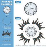 Garden Outdoor Clocks with Thermometer and Hygrometer Combo, Silent No-Ticking Outdoor Wall Clocks, Waterproof Outdoor Clocks Vintage Copper Sun, 18.5 Inch