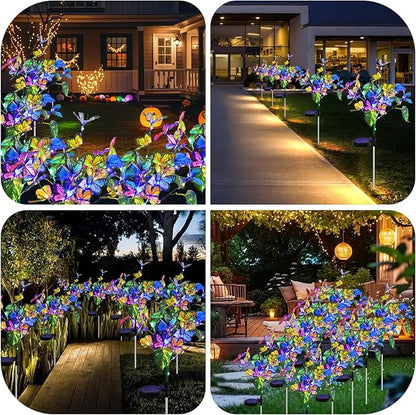 Solar Garden Lights Outdoor Waterproof Solar Lights 4 Pack with New Upgraded 40 LED 18 Butterfly Outdoor Lights for Yard Outside Garden Pathway Decor