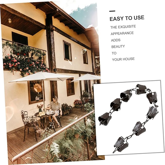 Abaodam 1M Chain for Gutter Decorative Copper Downspout Rain Chain with Unique Flower Design Durable Art Rain Chain for Efficient Rainwater Collection