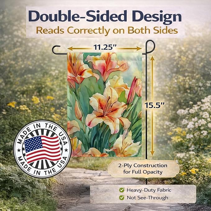 Caroline's Treasures Utah Sego Lilies in Watercolor Garden Flag Mailbox Flag Decorative Yard Flag Banner Outside Patio Artwork Yard Flower Beds, Garden Size, Multicolor