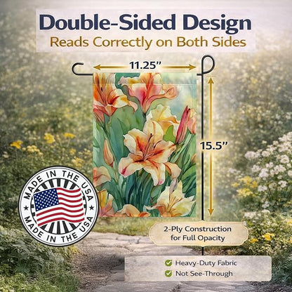 Caroline's Treasures Utah Sego Lilies in Watercolor Garden Flag Mailbox Flag Decorative Yard Flag Banner Outside Patio Artwork Yard Flower Beds, Garden Size, Multicolor