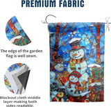 Stained Glass Snowman House Flags 28 x 40 Double Sided Merry Christmas Garden Flag Hello Winter Yard Flag Happy Holidays Flag for Outside Welcome New Year Outdoor Flag Large