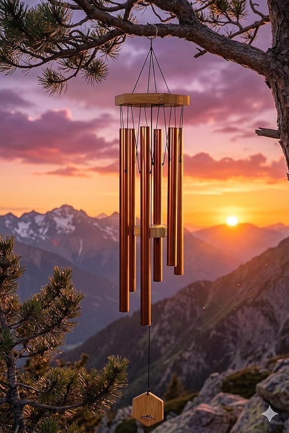 Red Deep Tone Wind Chime – Outdoor Sympathy & Memorial Gift for the Loss of a Loved One, Memorial Wind Chimes, Thoughtful Sympathy Gift for Bereavement and Remembrance. 29" Copper Red