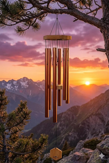 Red Deep Tone Wind Chime – Outdoor Sympathy & Memorial Gift for the Loss of a Loved One, Memorial Wind Chimes, Thoughtful Sympathy Gift for Bereavement and Remembrance. 29" Copper Red