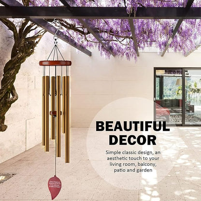 Aluminium Wind Chimes Outdoor, Garden, Patio Decoration. Classic Black Wind Chimes with Wind Catcher Beautiful Gift for Unisex