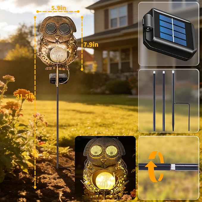SRNPMIU Solar Lights Outdoor Decor, Solar Dog Yard Decorations Outdoor, Garden Decorative, IP65 Waterproof, Gifts for Women Mom, for Yard Patio Lawn Pathway Landscape