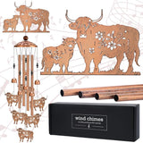 Highland Cow Outdoor Decor - Metal Wind Chimes Cows Gifts with Card for Women Men Wife Grandma Outside Indoor Hanging Decoration for Garden Lawn Patio Balcony Birthday Christmas Memorial Gift
