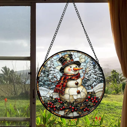 Stained Glass Window Hanging - Abstract Lake Landscape Suncatcher for Door Terrace Garden Home Decor Mountains Forests Sun Catcher Birthday Gifts for Lovers Women Men Dad Mom Nana 15 in