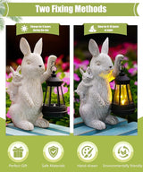 Rabbitcat Solar Bunny Garden Decor Statues: Outdoor Rabbit Decoration with Lights for Outside Yard Lawn Patio Balcony Ornament - Unique Gifts for Mom Grandma Women