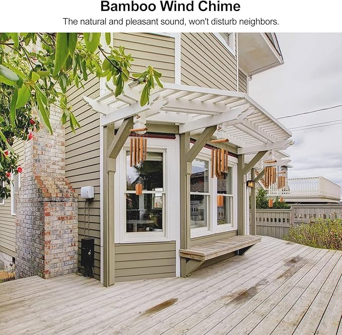 VIREKM Wind Chimes for Outside, Sympathy Wind Chimes Bamboo Windchimes Outdoors with Natural Sounds, Gifts for Mom, Indoor Outdoor Decorations for Patio Porch Garden and Backyard