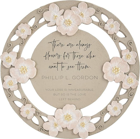 Let's Make Memories Personalized Memorial Garden Stone - Floral - Sympathy - in Memoriam - Condolences - Indoor Display Option - Garden Décor - Comforting Blooms