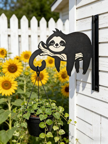 Iron Plant Hangers Hooks for Outdoor -10inch Hanging Plants Flower Fern Pots Lantern Bird Feeder Wind Chimes for Porch Garden Farmhouse (The Leisurely Sloth)