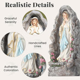 EROMMY Our Lady of Lourdes Statue 17.3 Inch Virgin Mary Grotto Figurine Catholic Praying Sculpture for Garden Home Patio Religious Decor
