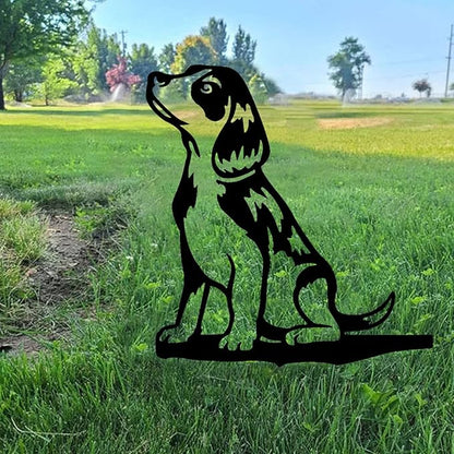 Metal Garden Dog Statue Ornament Gift Metal Art Dog Silhouette Decoration Steel Dogs Statue Decorative Garden Stakes for Yard, Lawn, Patio, Pathway (Beagle)