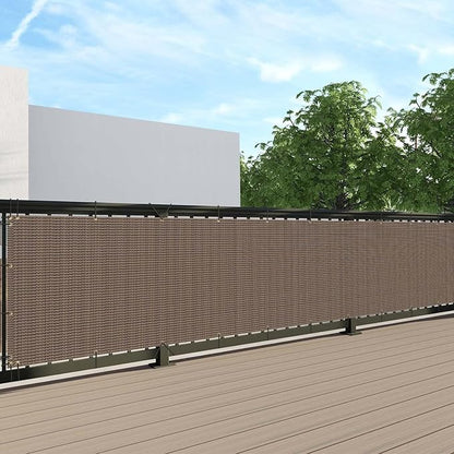 SunnyRoyal 3'x10' Balcony Privacy Fence Screen Apartment Railing Deck Cover, 3FT Outdoor Patio Screens with Zip Ties, HDPE Shade Cloth with Grommets, Mesh Fabric for Porch Backyard, Brown
