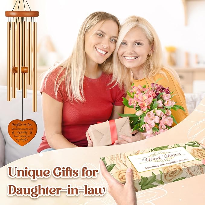 Daughter in Law Mothers Day Funny Gifts, Birthday Wedding Gift for Daughter in Law - Wind Chimes, Anniversary Presents for Future Daughter- in-Law, Son Girlfriend from Mother, Mom, Mother in Law
