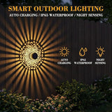 Decorative Solar Mandala Lights Outdoor, Metal Solar Fence Wall Light Waterproof, Solar Powered Mandala Garden Lights for Patio Fence Backyard Deck Outdoor Wall Decor (Sunflower*2)