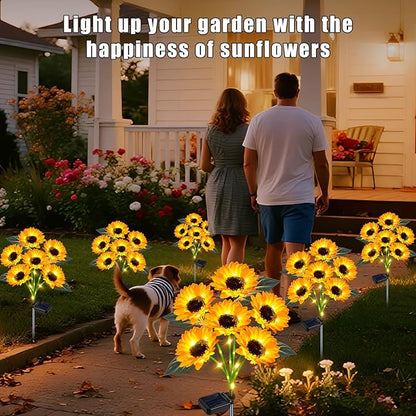 Solar Sunflower Lights Outdoor Flower Lights,6 Pack 36 Sunflower Waterproof Lights for Outside Party Gardening Gifts Mother's Day for Patio Yard Pathway Party Housewarming Gift