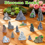Warmtree 18 Pcs Diorama Rocks Fake Rock Miniature Stone Statue for Diorama Supplies, Micro Train Landscape, Railway Sand Table, Zen Garden Accessories