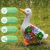 Solar Powered Duck Garden Statue with Succulents & LED Lights – Whimsical Resin Outdoor Decor for Patio, Lawn & Gift
