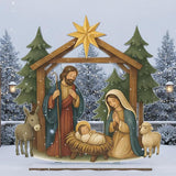 Cinnvoice Large Christmas Metal Yard Stakes Christmas Garden Stakes Waterproof Xmas Outdoor Yard Decor with Stake for Xmas Holiday Lawns Outdoor Decor(Nativity Scene)