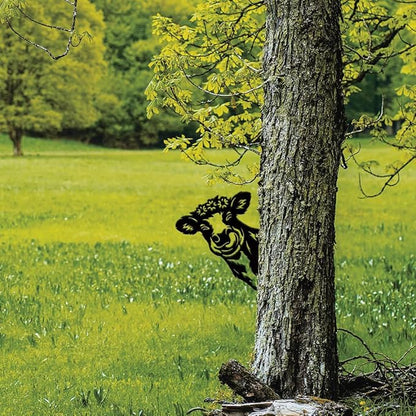 SUPERDANT Metal Peeping Cow Garden Decor for Outside Animals Yard Stakes for Decorations Outdoor Statues Iron Art Stake Decorative Silhouette Lawn Ornament Patio Porch Farmhouse Decoration Gifts