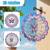 Wind Spinners Outdoor, Butterfly Metal 3D Hanging Garden Decor, 12-inch Stainless Steel Wind Spinner with Tail Spinner, Wind Sculptures for Patio Lawn Yard, Ornament Gift for Women/Men